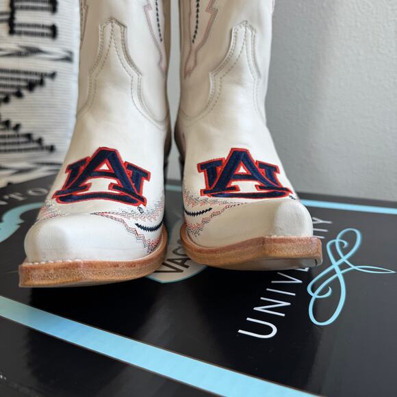 Vaccari Women's Naomi Western Game Day Leather Boots Auburn Tigers -Bone Size 9 - Picture 8 of 16